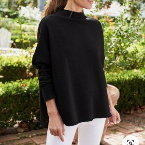 Frank & Eileen Long Sleeve Funnel Neck Tee Capelet Sweatshirt Size: XS BLACK